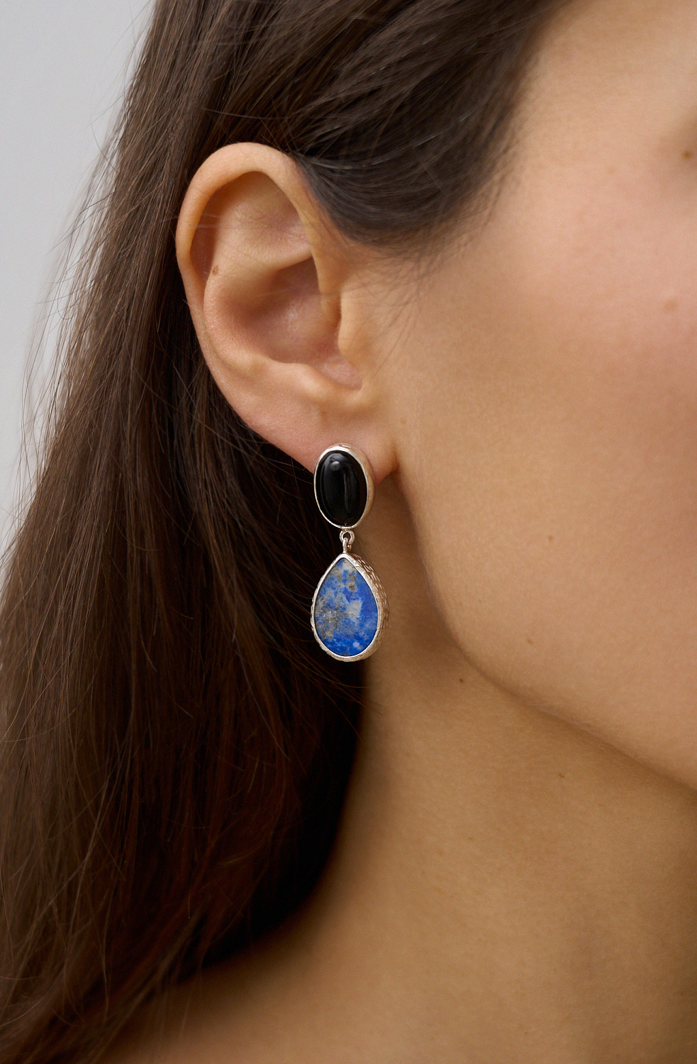 Серьги с агатом и лазуритом