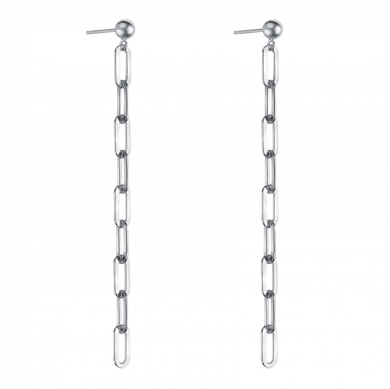 Серьги с цепочкой с мелкими звеньями