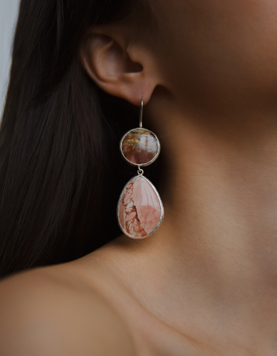 Серьги с яшмой и халцедоном