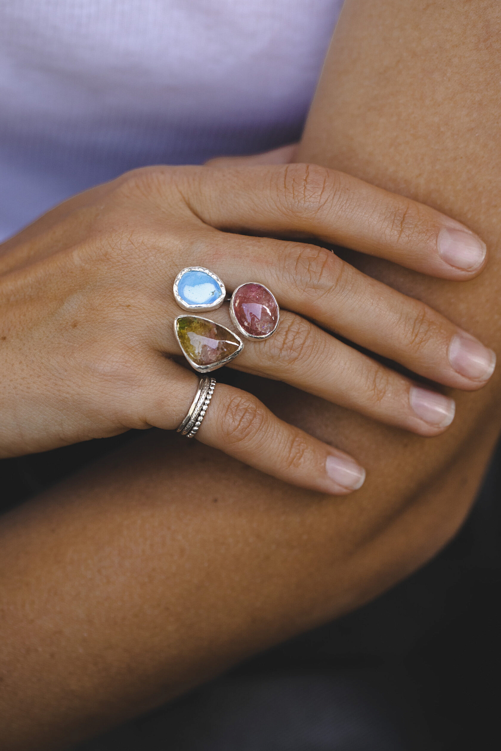 Кольцо с турмалином и бирюзой