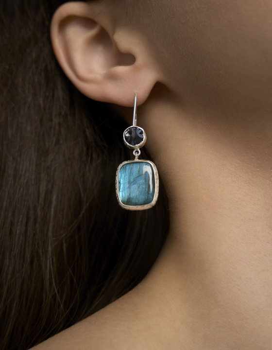 Серьги со шпинелью и спектролитом