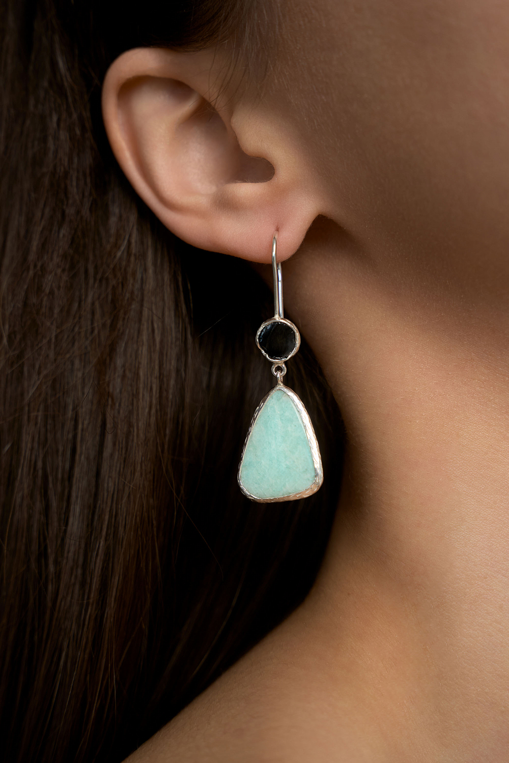 Серьги со шпинелью и амазонитом