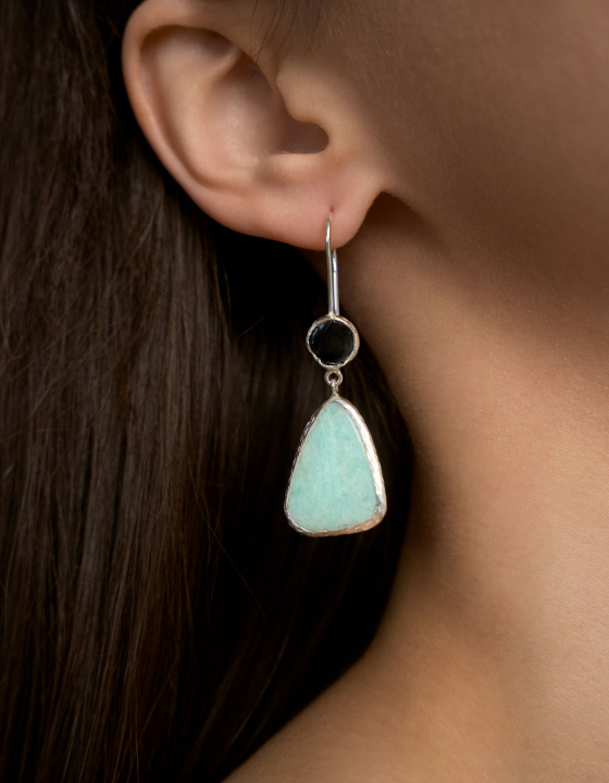 Серьги со шпинелью и амазонитом