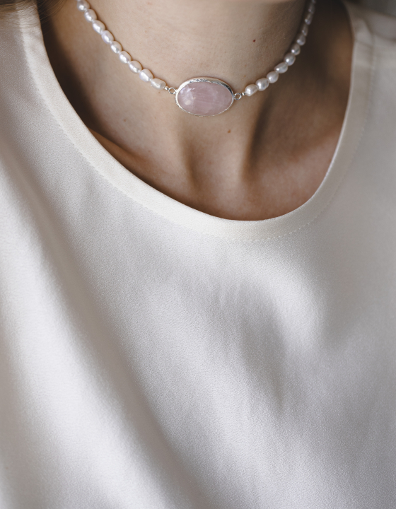 Чокер Луна с розовым кварцем