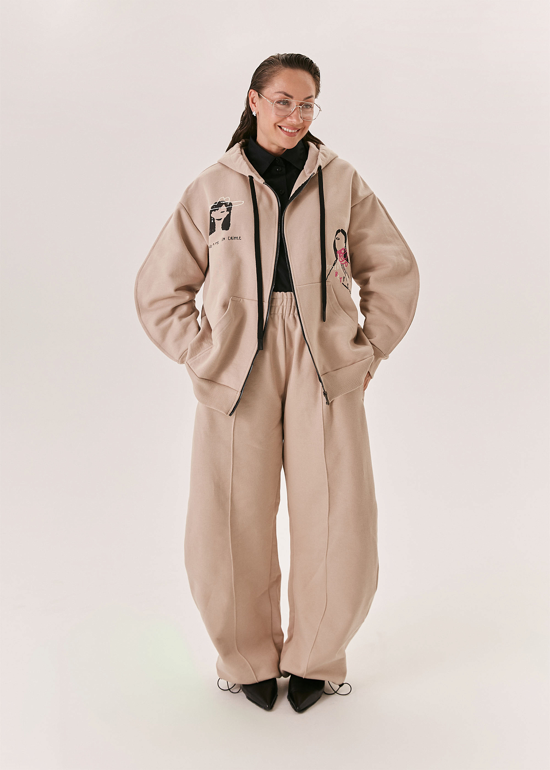 Худи на молнии EVE&ESTHER x LIBERMAN какао