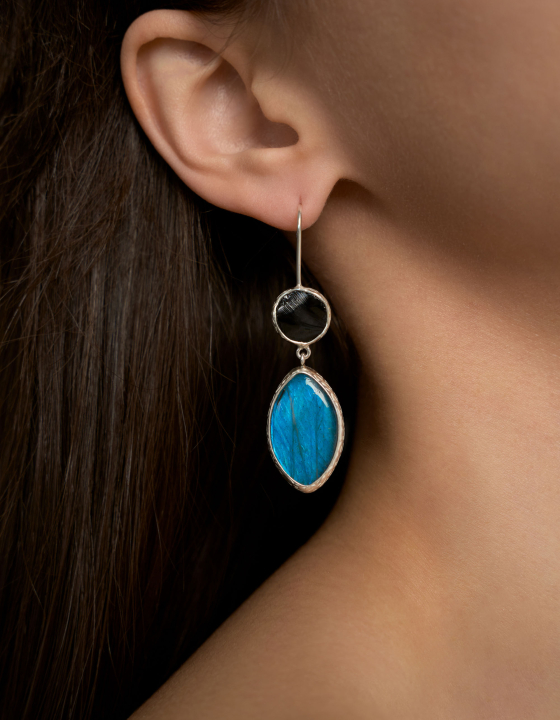 Серьги со шпинелью и спектролитом