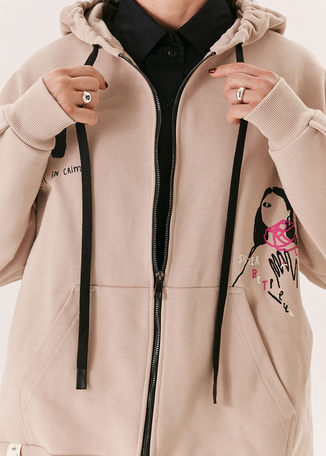 Худи на молнии EVE&ESTHER x LIBERMAN какао