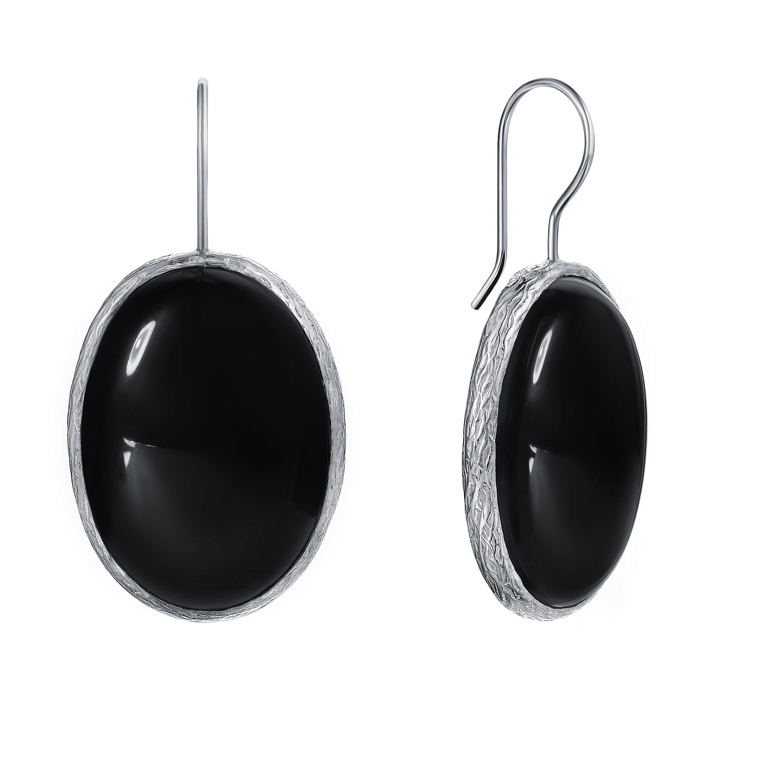 Серьги с чёрным агатом