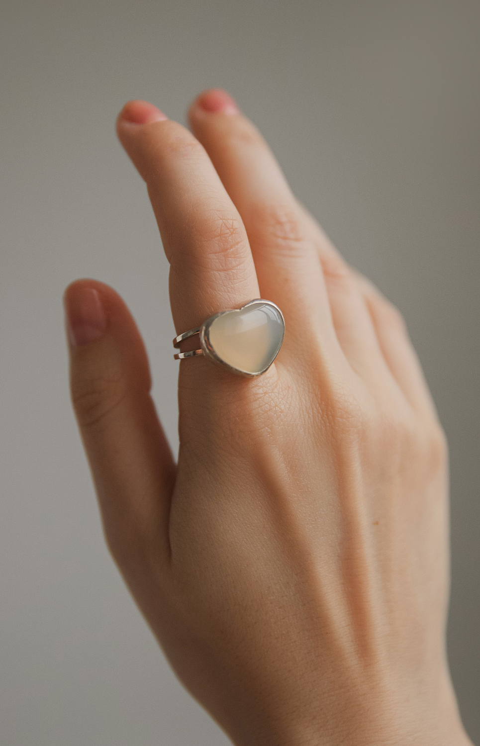 Кольцо Сердце с агатом