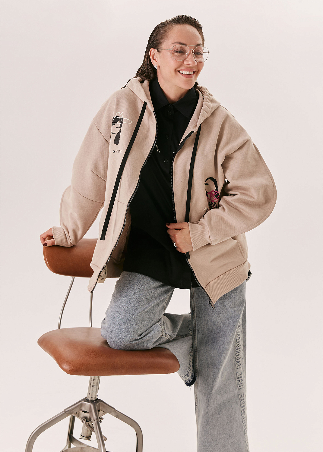 Худи на молнии EVE&ESTHER x LIBERMAN какао