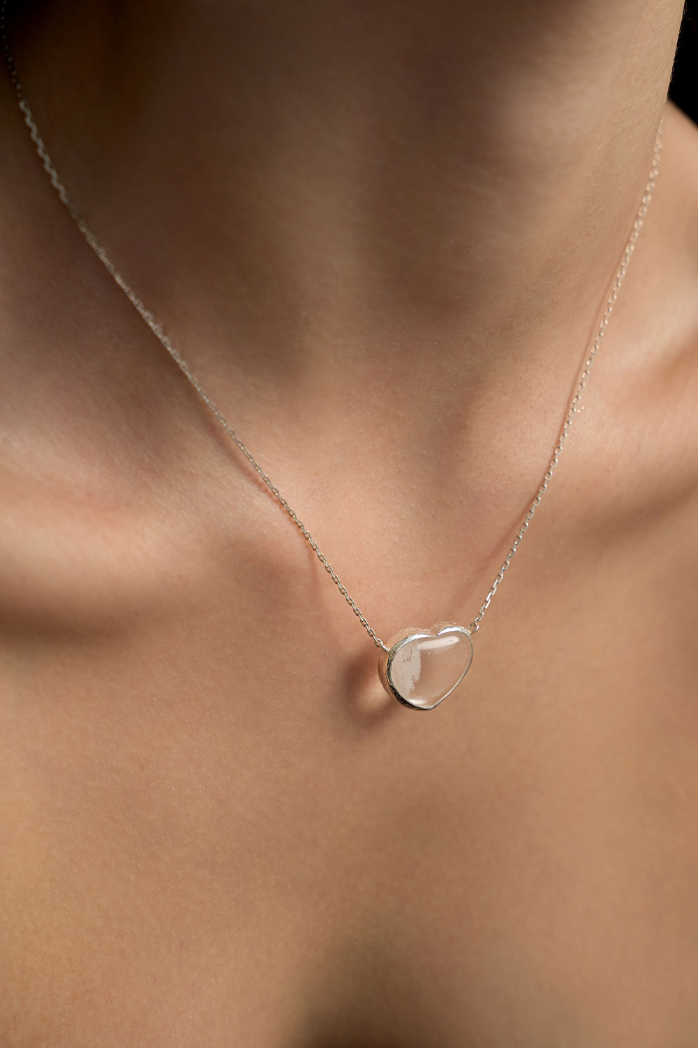 Подвеска Сердце с горным хрусталем