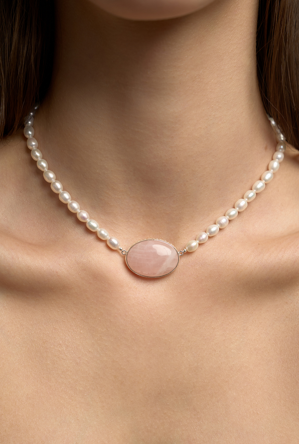 Чокер Луна с розовым кварцем