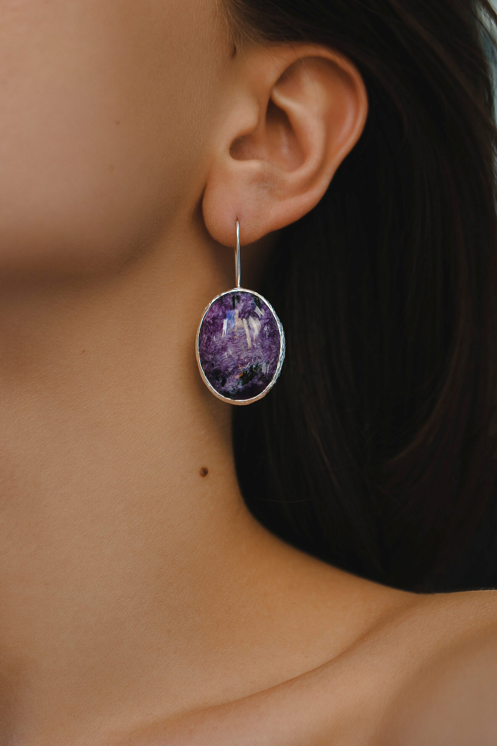 Серьги с чароитом