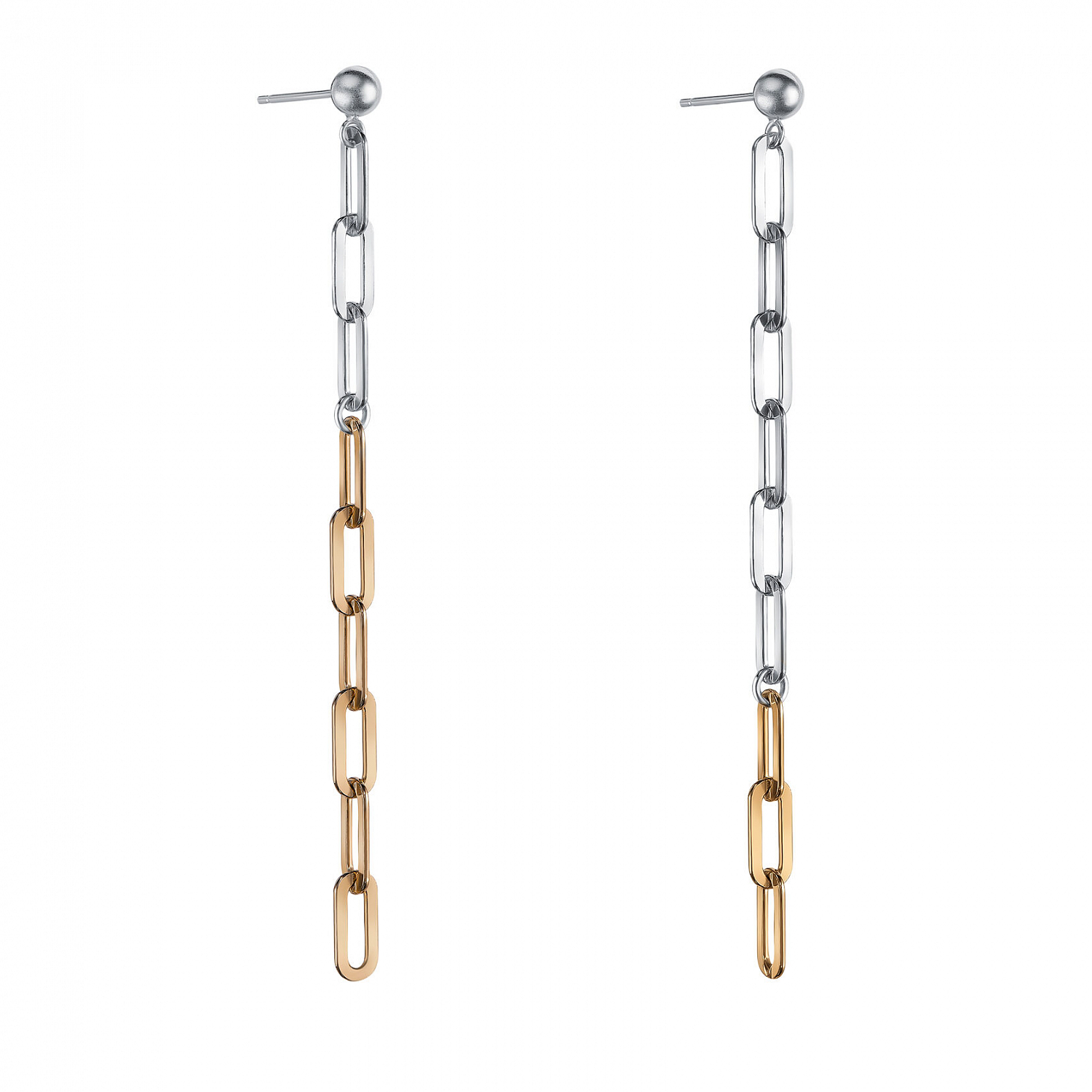 Серьги с цепочкой с мелкими звеньями