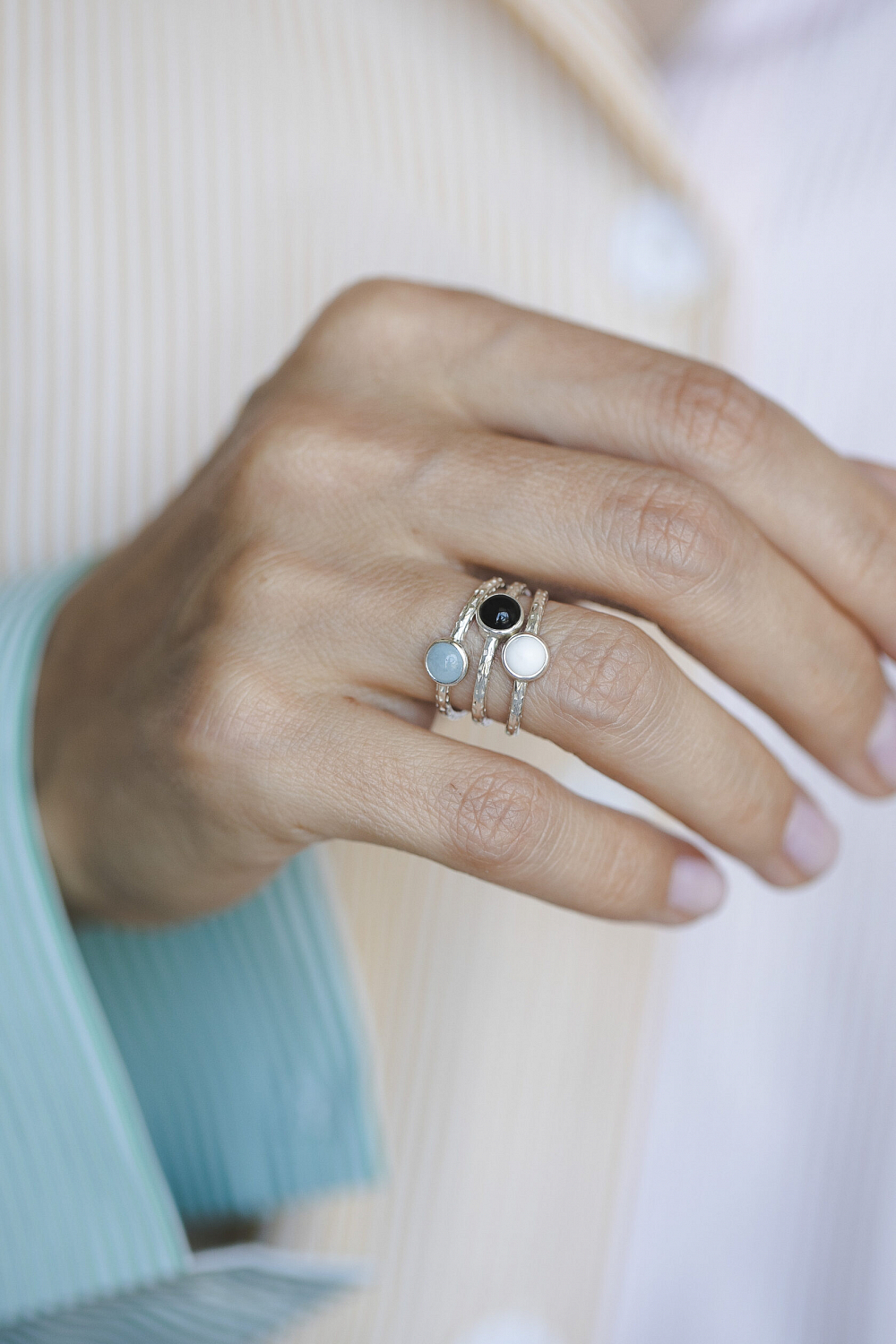 Кольцо с черным агатом