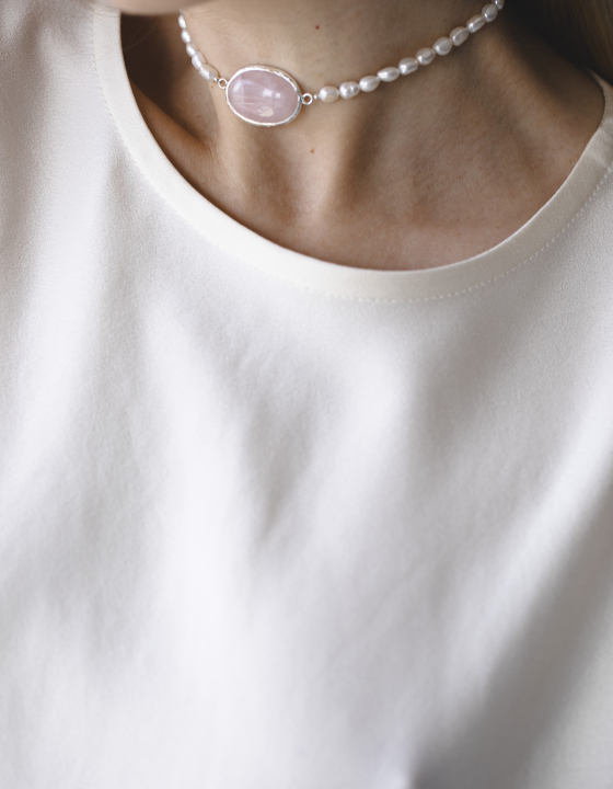 Чокер Луна с розовым кварцем