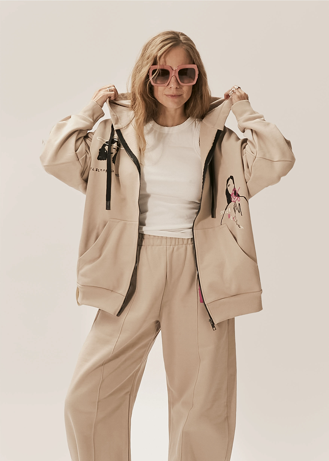 Худи на молнии EVE&ESTHER x LIBERMAN какао