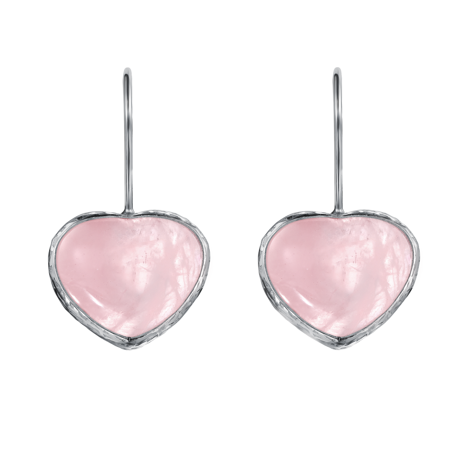Серьги Сердце с розовым кварцем