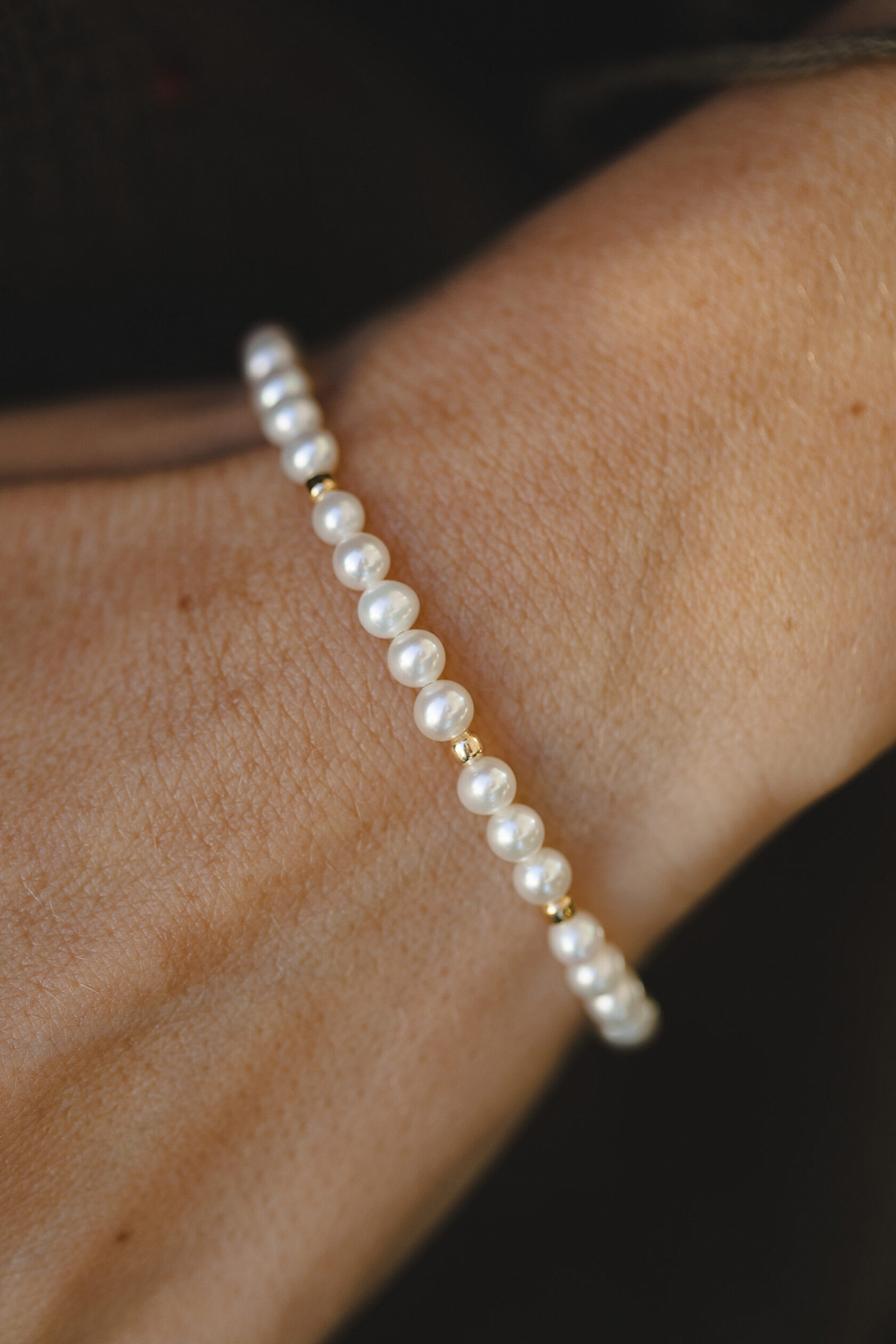 Браслет с бусинами речного жемчуга