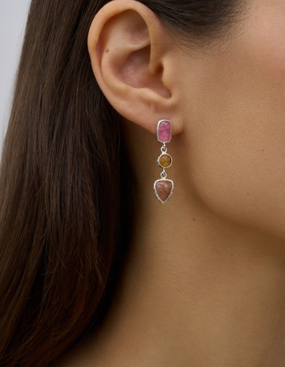 Серьги с турмалином и цитрином