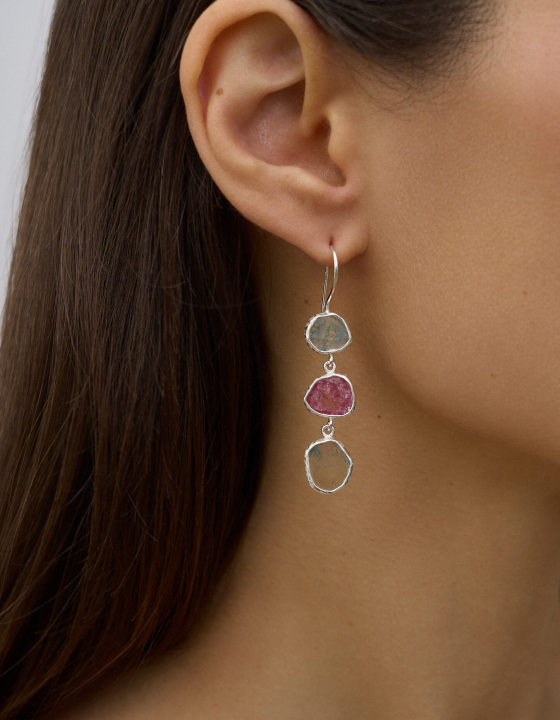 Серьги с аквамарином и турмалином