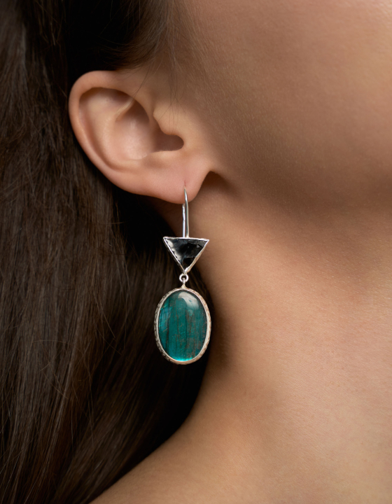 Серьги со шпинелью и спектролитом