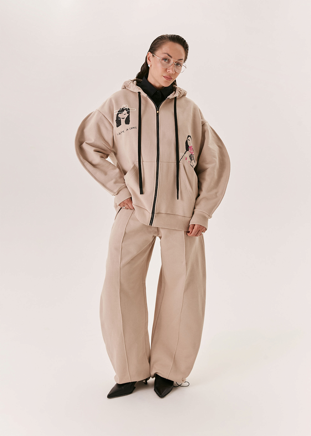 Худи на молнии EVE&ESTHER x LIBERMAN какао