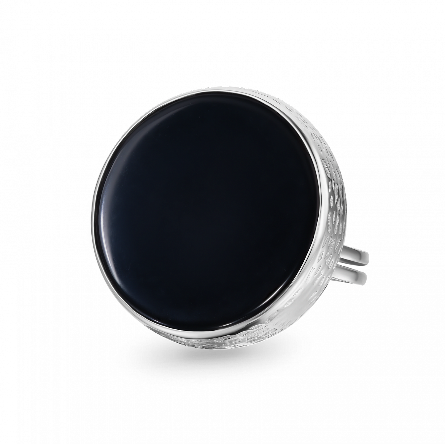 Кольцо с плоским чёрным агатом