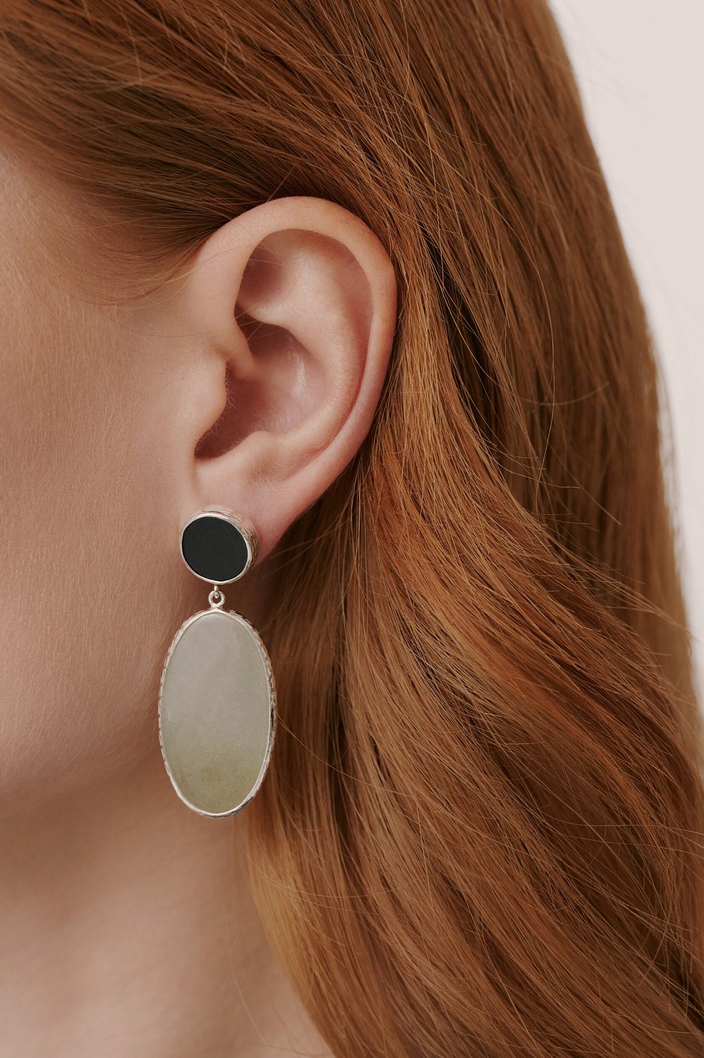 Серьги с агатом и нефритом