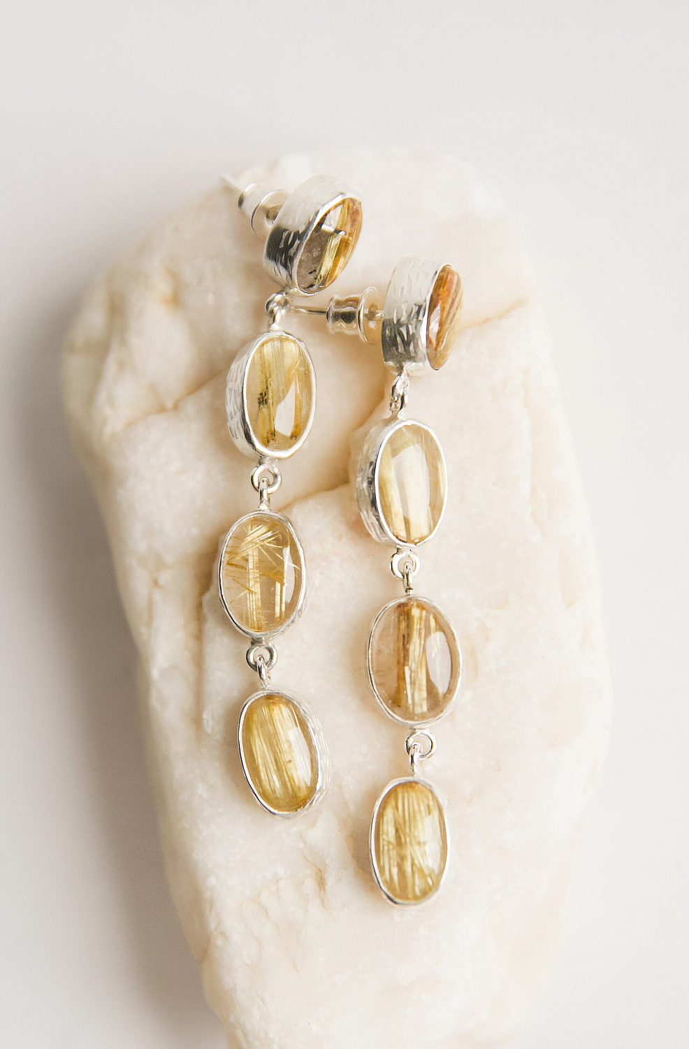 Серьги с рутиловым кварцем