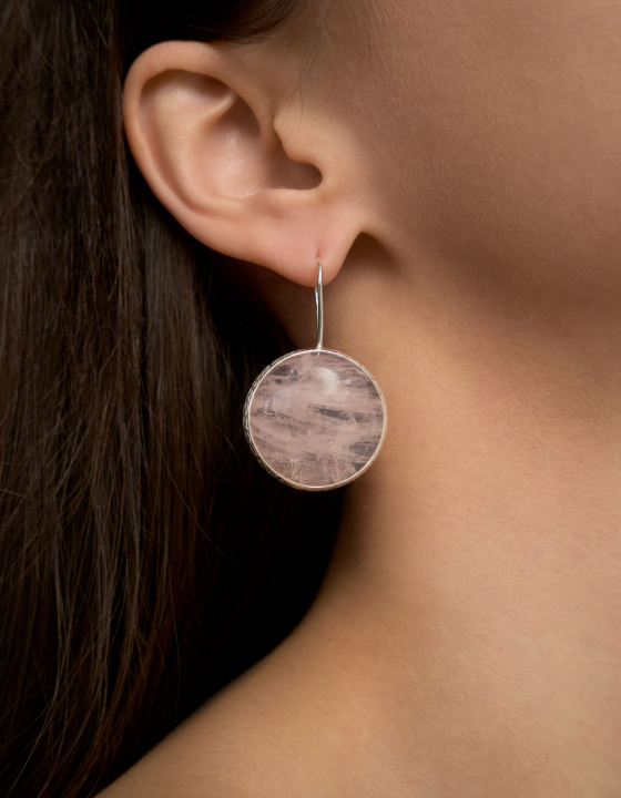 Серьги с розовым кварцем