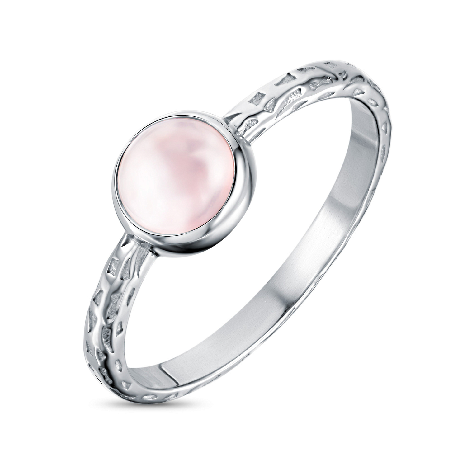 Кольцо с розовым кварцем
