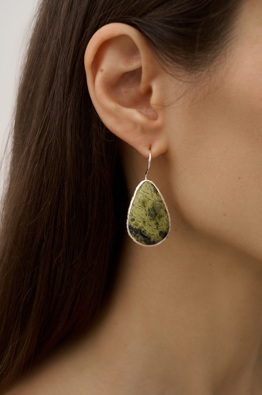 Серьги с агатом и змеевиком