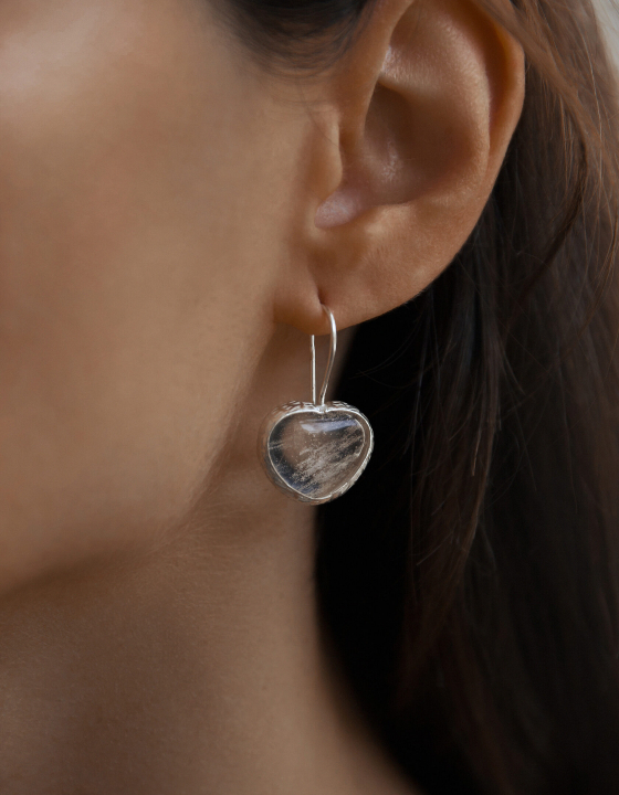 Серьги Сердце с горным хрусталем