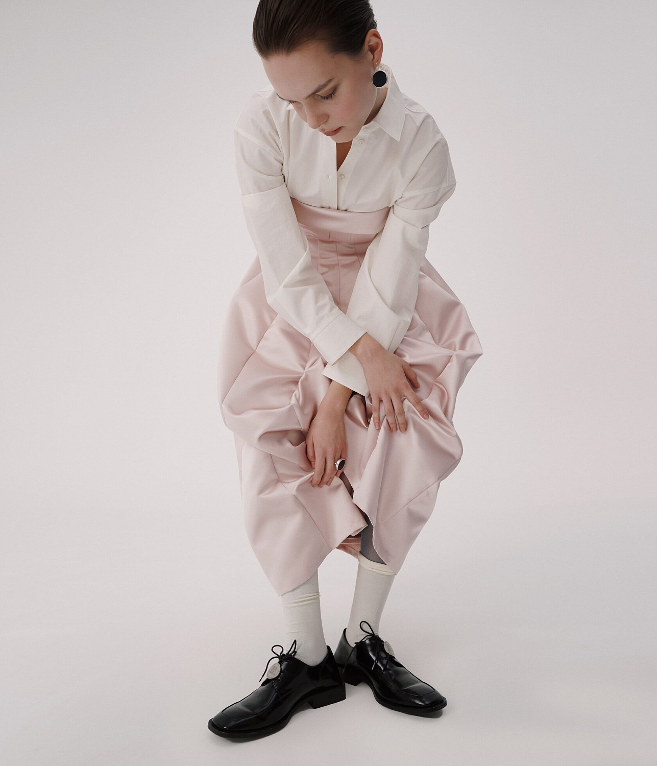 Серьги с плоским чёрным агатом